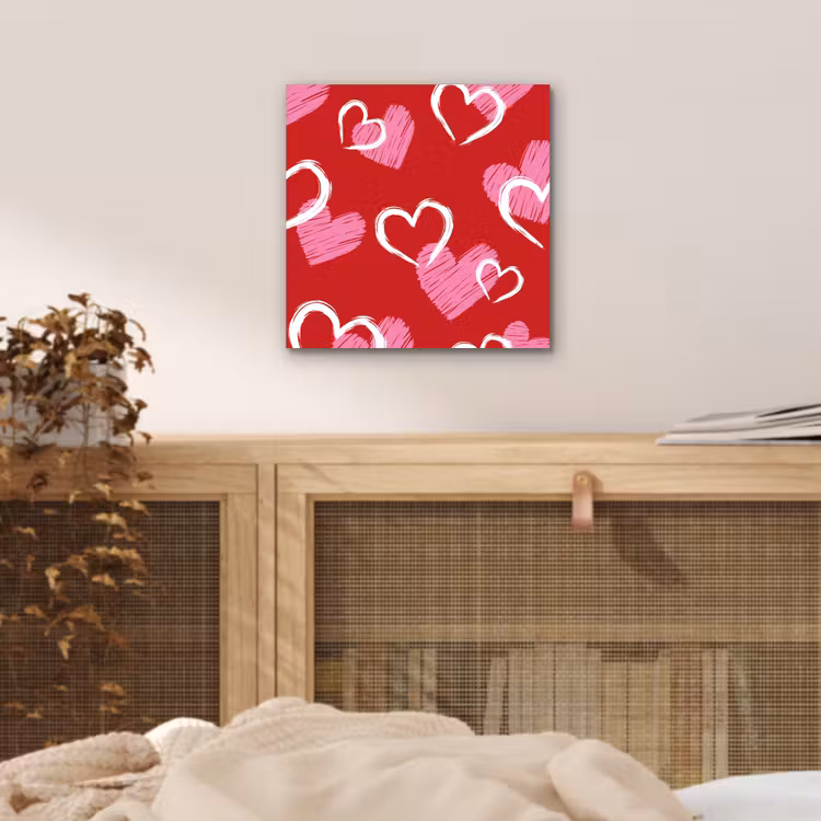 Aluminium schilderij - Patroon - Hartjes - Roze - Valentijn — 4