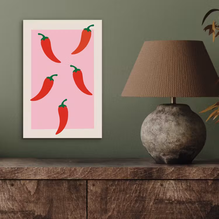 Aluminium schilderij - Pepers - Rood - Illustratie — 3
