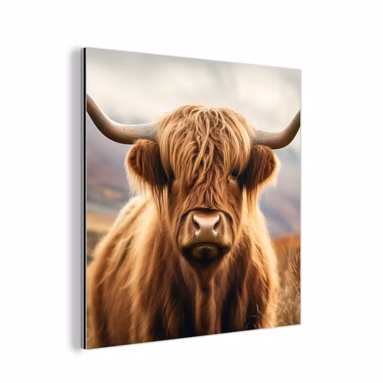 Aluminium schilderij - Schotse hooglander - Landschap - Dier — 1