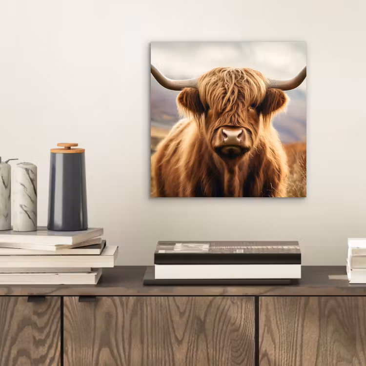 Aluminium schilderij - Schotse hooglander - Landschap - Dier — 2