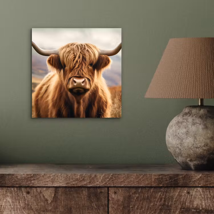 Aluminium schilderij - Schotse hooglander - Landschap - Dier — 3