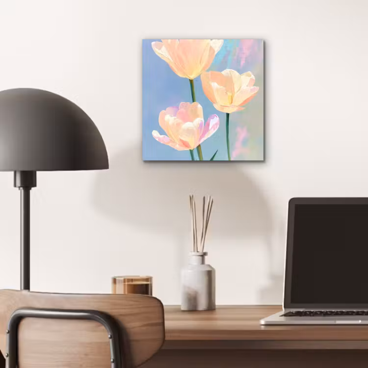 Aluminium schilderij - Tulpen - Roze accenten - Blauw — 6