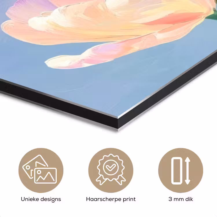 Aluminium schilderij - Tulpen - Roze accenten - Blauw — 7