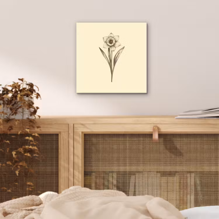 Aluminium schilderij - Zwart - Narcis - Illustratie — 4