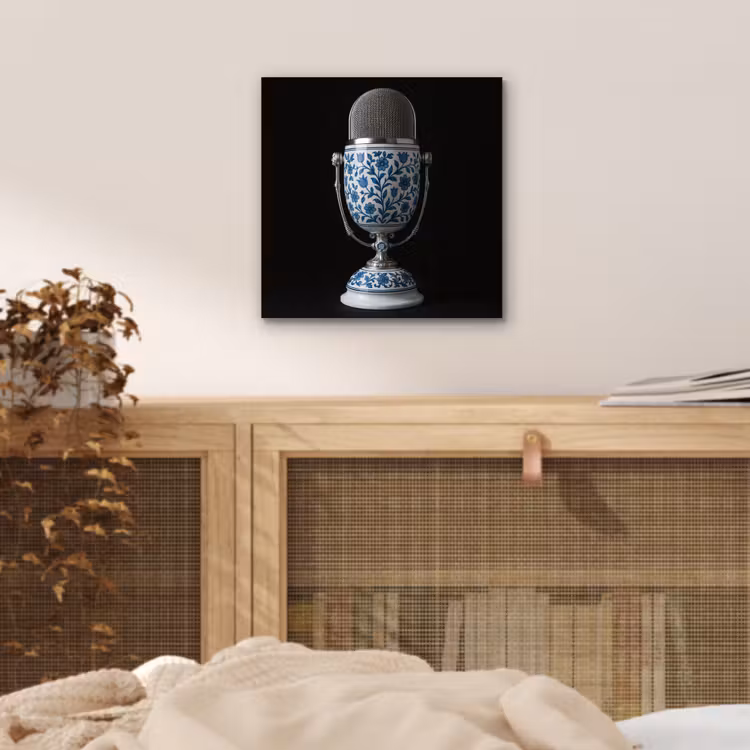 Aluminium schilderij - Microfoon - Delfts blauw - Muziek — 4