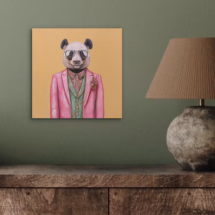 Aluminium schilderij - Panda - Pak - Zonnebril - Blauw — 3