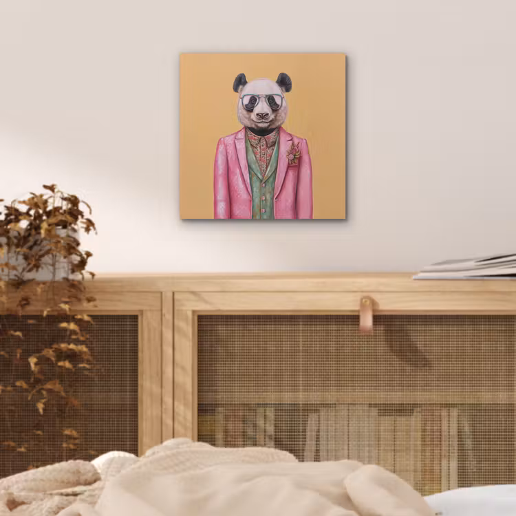 Aluminium schilderij - Panda - Pak - Zonnebril - Blauw — 4