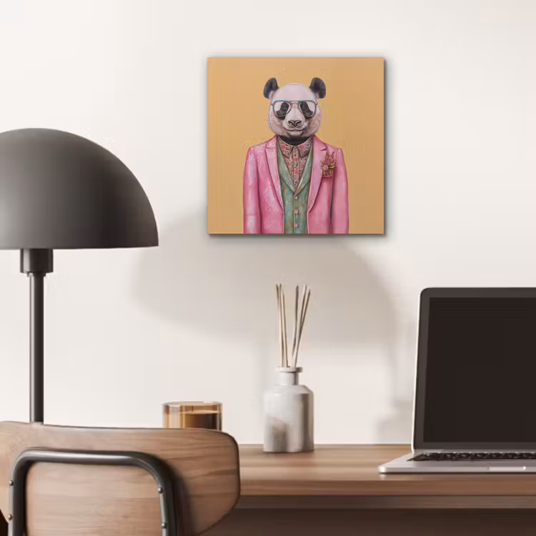 Aluminium schilderij - Panda - Pak - Zonnebril - Blauw — 6
