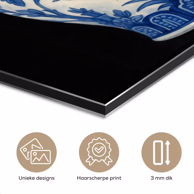 Aluminium schilderij - Pot - Delfts Blauw - Bloemen — 7
