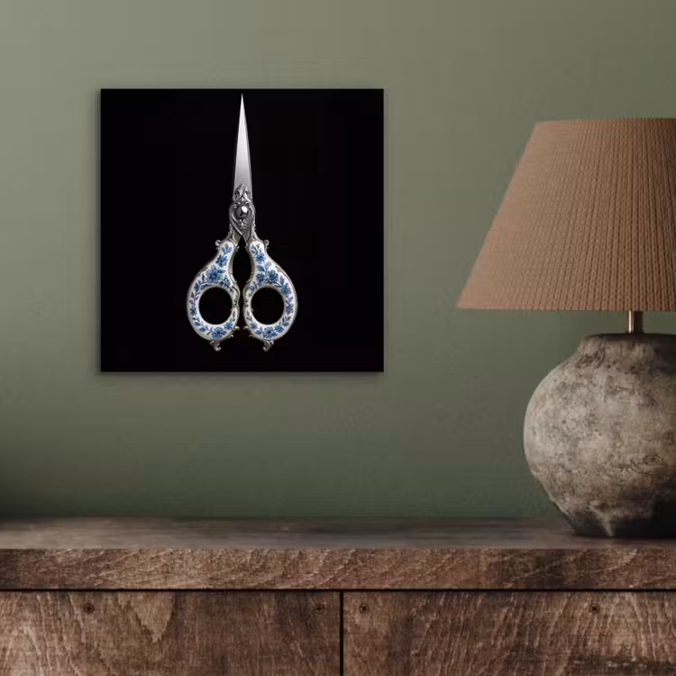 Aluminium schilderij - Schaar - Delfts blauw - Zwart — 3