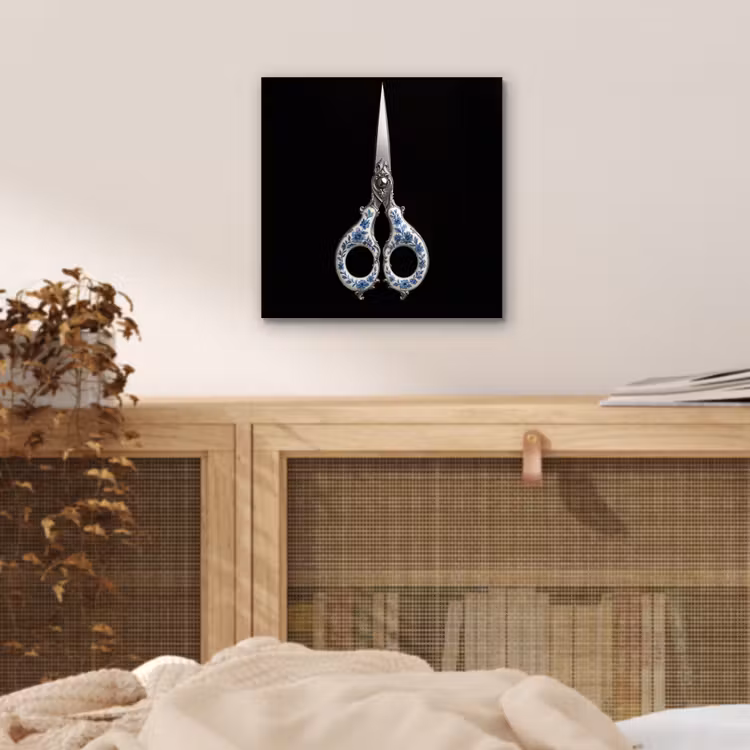 Aluminium schilderij - Schaar - Delfts blauw - Zwart — 4