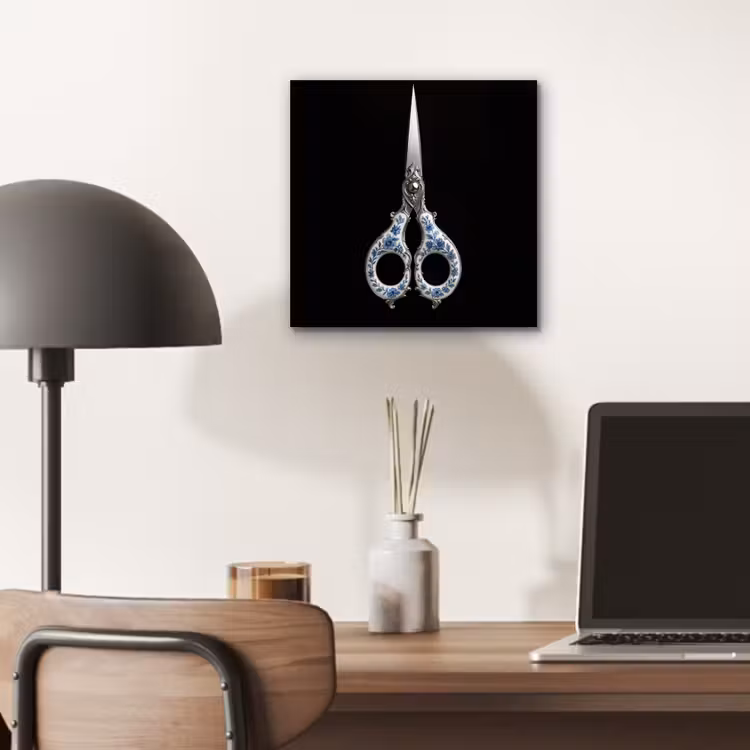 Aluminium schilderij - Schaar - Delfts blauw - Zwart — 6