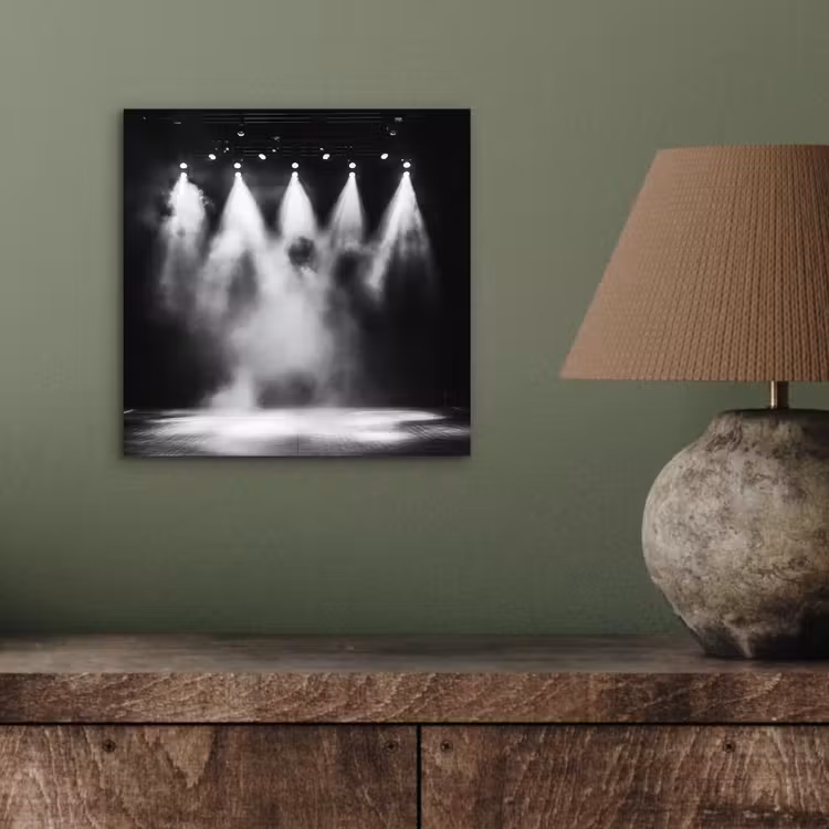 Aluminium schilderij - Theaterzaal - Mist - Spotlights - Zwart — 3
