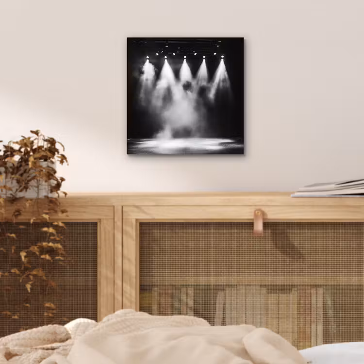 Aluminium schilderij - Theaterzaal - Mist - Spotlights - Zwart — 4