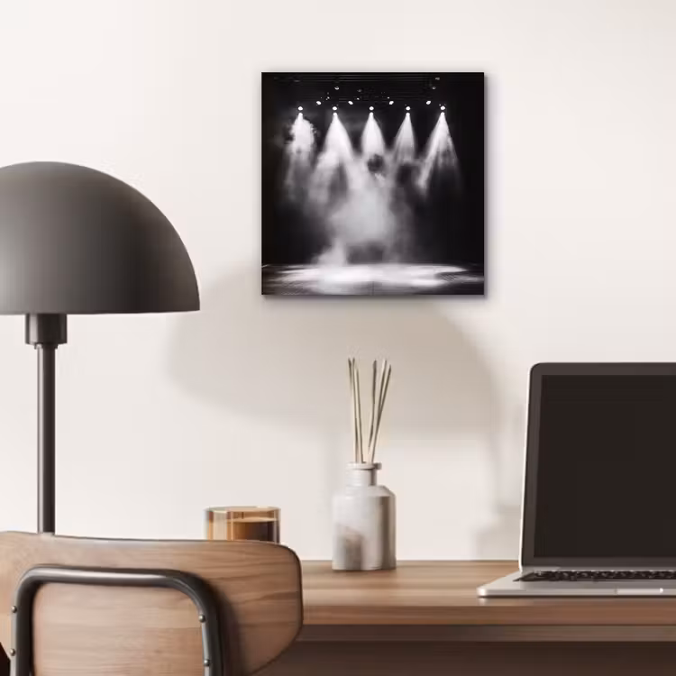 Aluminium schilderij - Theaterzaal - Mist - Spotlights - Zwart — 6