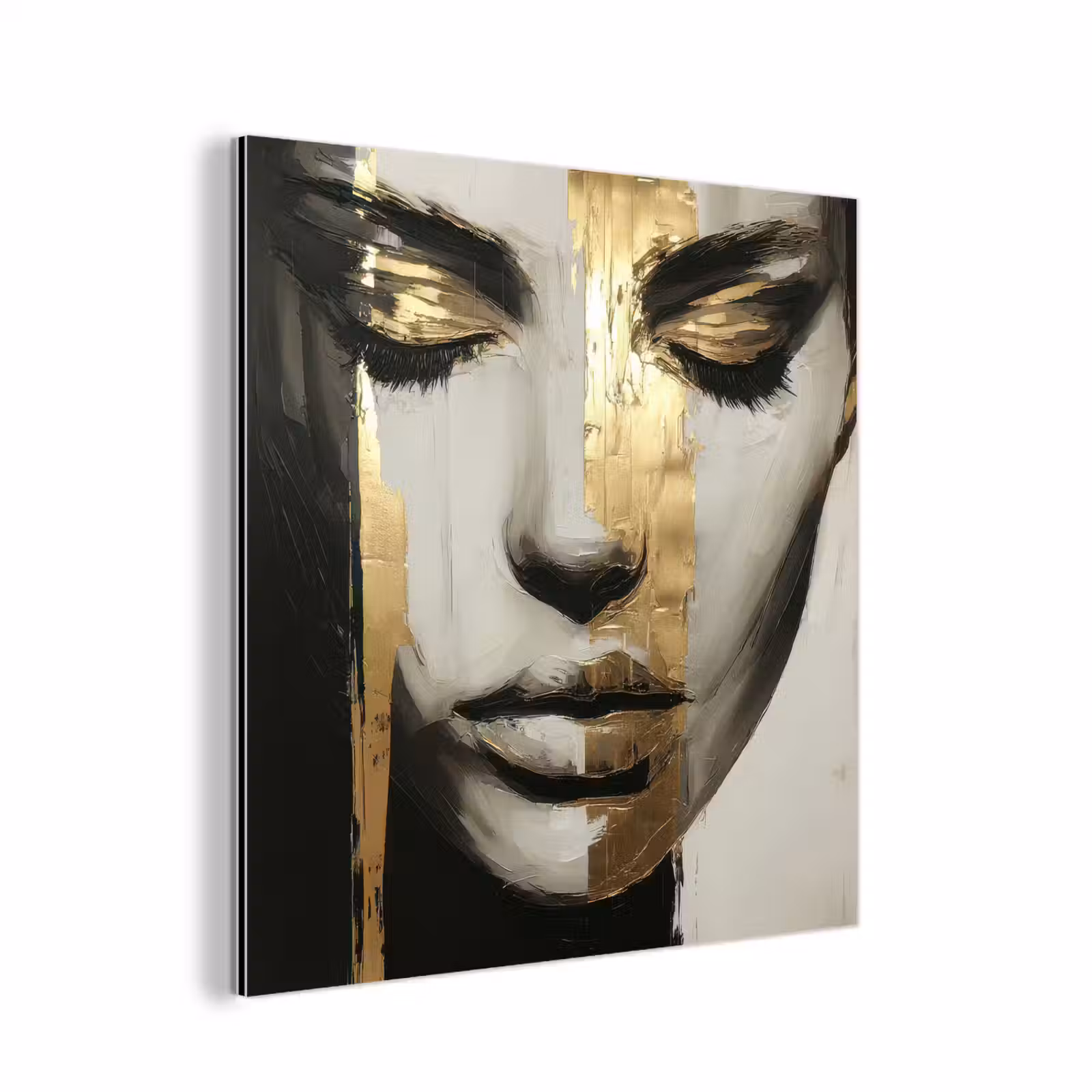 Aluminium schilderij - Ogen - Gezicht - Goud - Strepen — 1