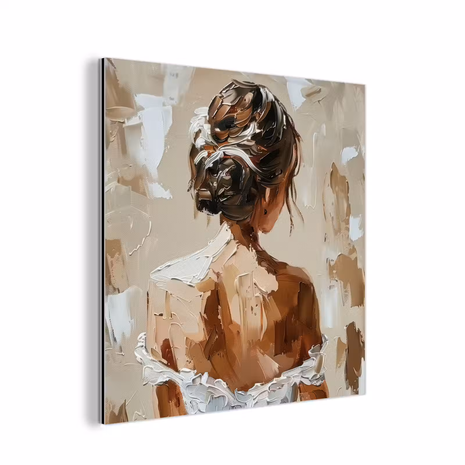 Aluminium schilderij - Vrouw - Verf - Abstract - Beige - Modern — 1