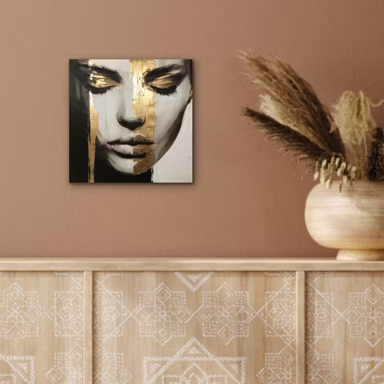 Aluminium schilderij - Ogen - Gezicht - Goud - Strepen — 5