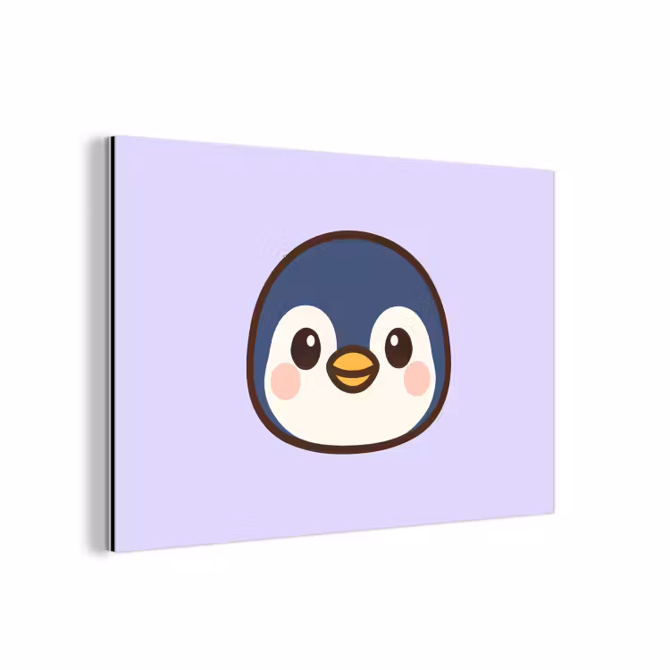 Aluminium schilderij - Pinguïn - Paars - Schattig — 1