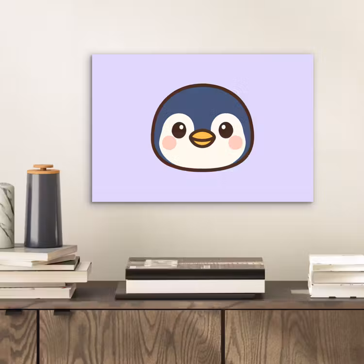 Aluminium schilderij - Pinguïn - Paars - Schattig — 2