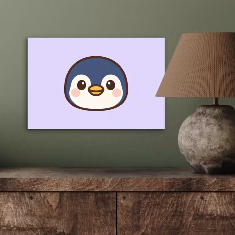 Aluminium schilderij - Pinguïn - Paars - Schattig — 3