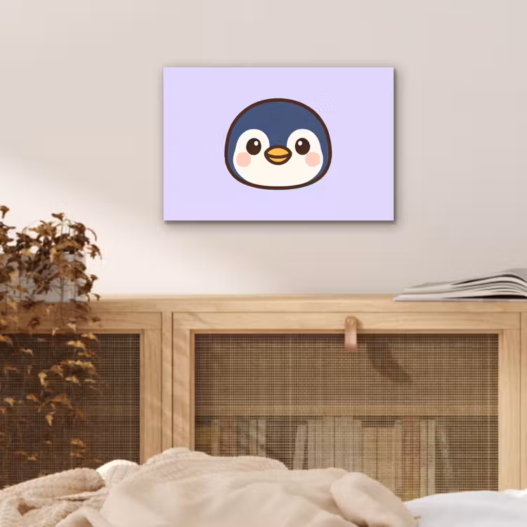 Aluminium schilderij - Pinguïn - Paars - Schattig — 4