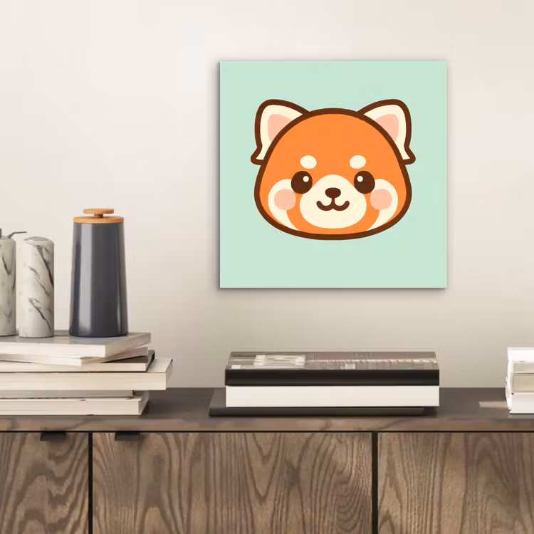Aluminium schilderij - Rode panda - Groen - Cartoon — 2