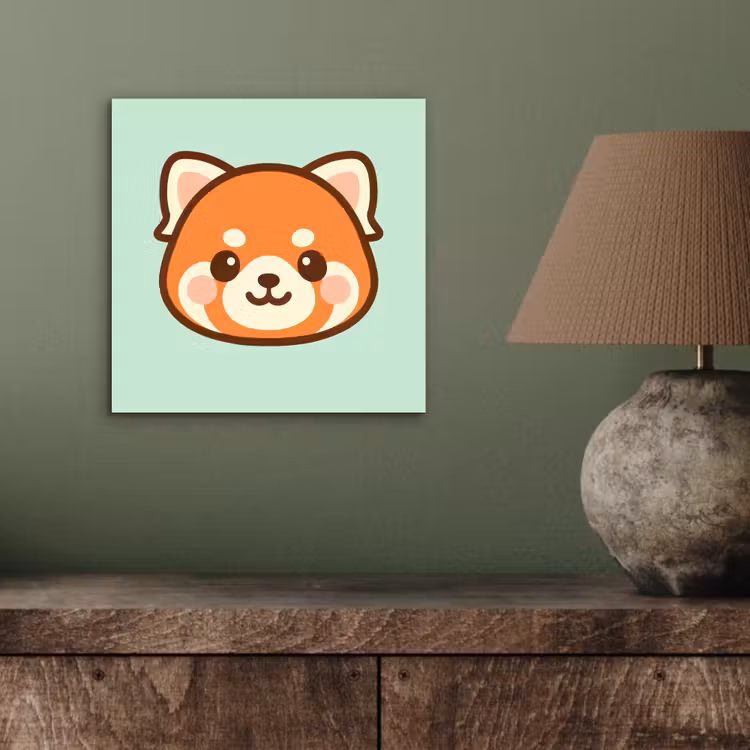 Aluminium schilderij - Rode panda - Groen - Cartoon — 3