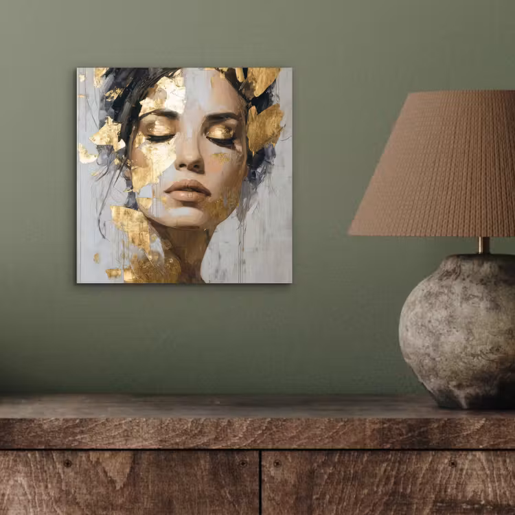 Aluminium schilderij - Sierlijk - Vrouw - Goud - Ogen — 3