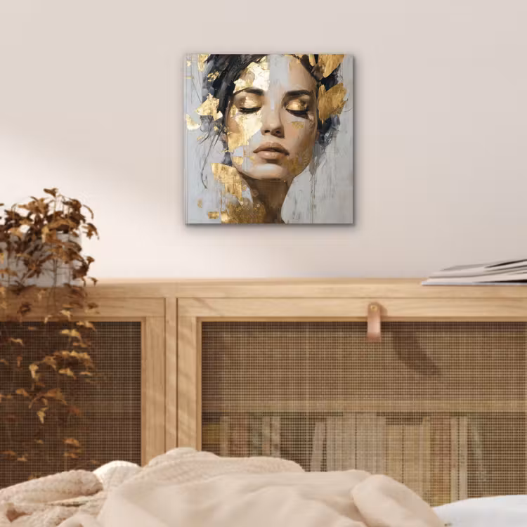 Aluminium schilderij - Sierlijk - Vrouw - Goud - Ogen — 4