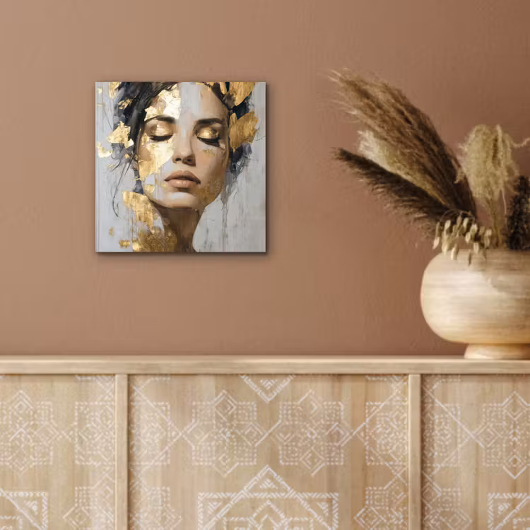 Aluminium schilderij - Sierlijk - Vrouw - Goud - Ogen — 5