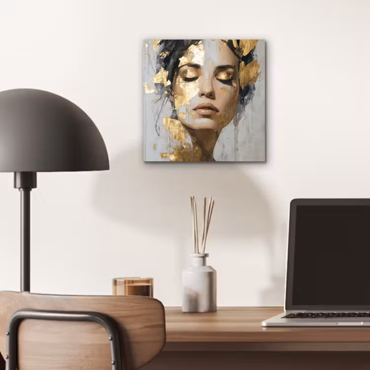 Aluminium schilderij - Sierlijk - Vrouw - Goud - Ogen — 6