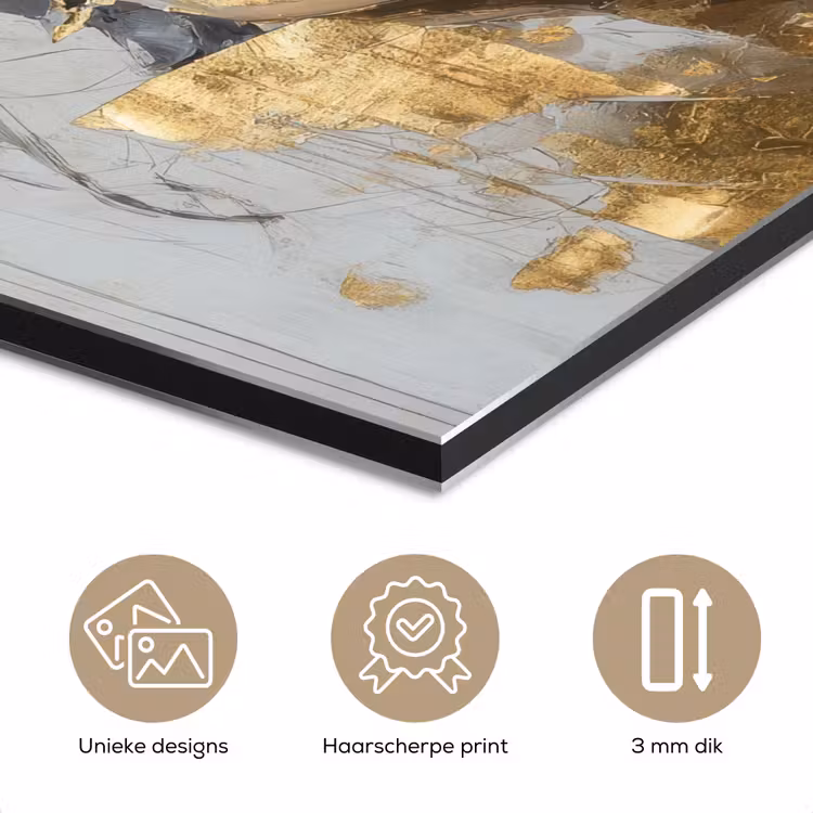 Aluminium schilderij - Sierlijk - Vrouw - Goud - Ogen — 7