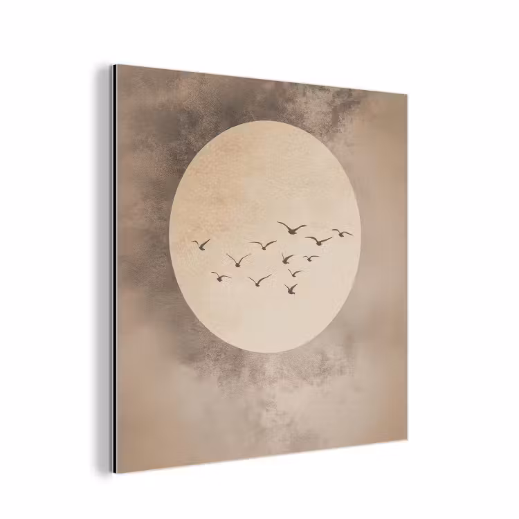 Aluminium schilderij - Vogel - Beige - Japandi — 1