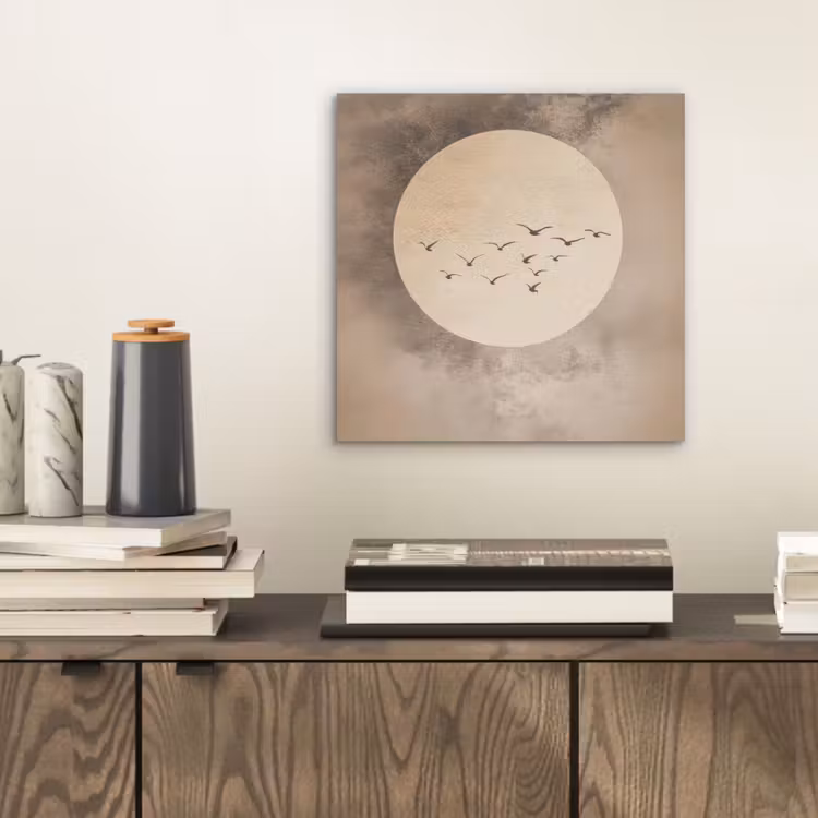Aluminium schilderij - Vogel - Beige - Japandi — 2
