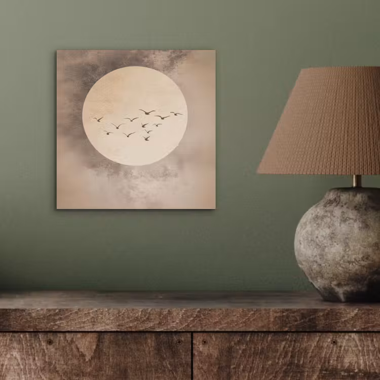 Aluminium schilderij - Vogel - Beige - Japandi — 3