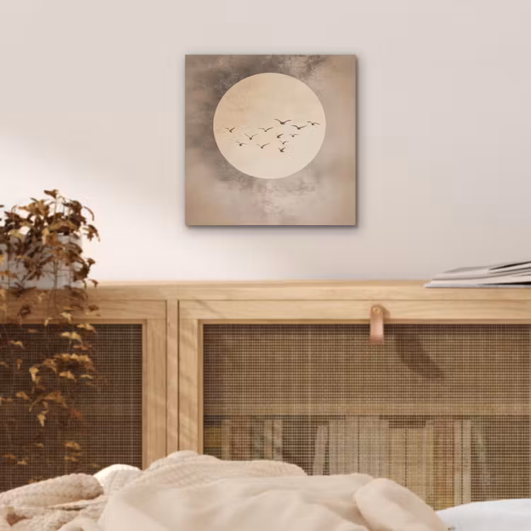 Aluminium schilderij - Vogel - Beige - Japandi — 4