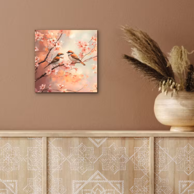 Aluminium schilderij - Vogels - Romantic - Bloesemtak — 5