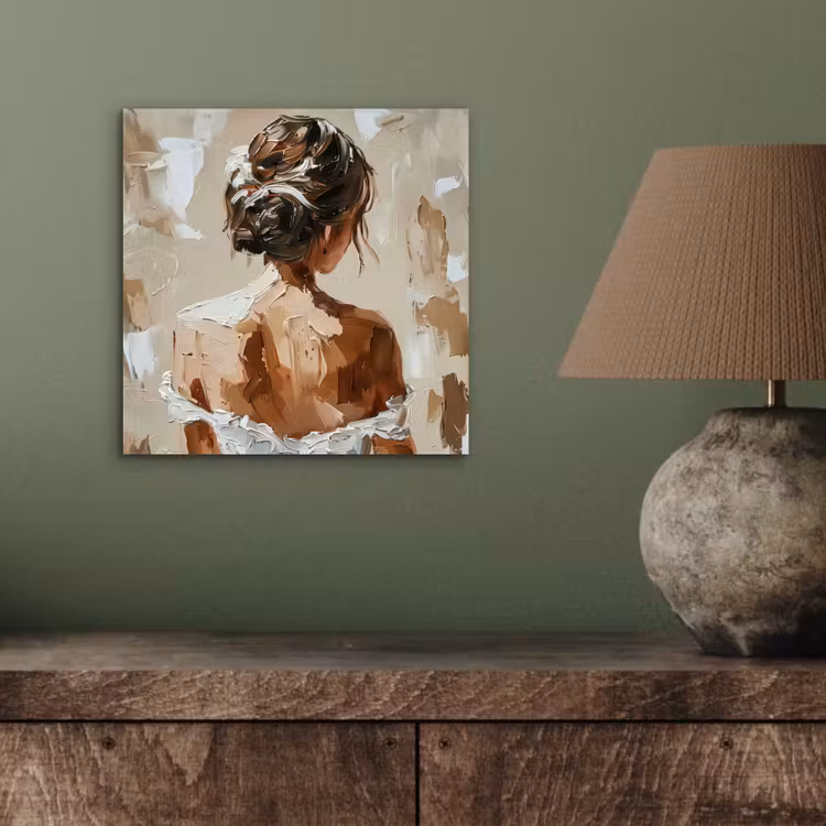 Aluminium schilderij - Vrouw - Verf - Abstract - Beige - Modern — 3