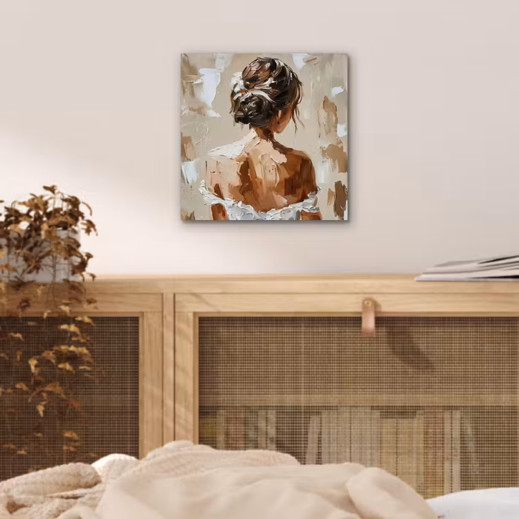 Aluminium schilderij - Vrouw - Verf - Abstract - Beige - Modern — 4
