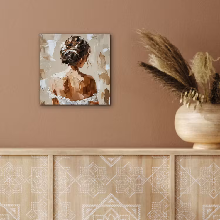Aluminium schilderij - Vrouw - Verf - Abstract - Beige - Modern — 5