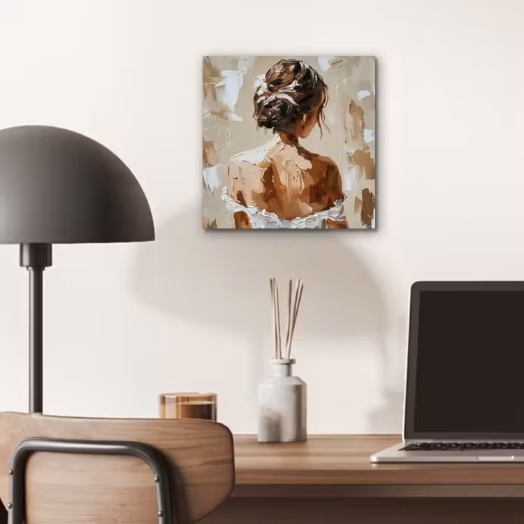 Aluminium schilderij - Vrouw - Verf - Abstract - Beige - Modern — 6