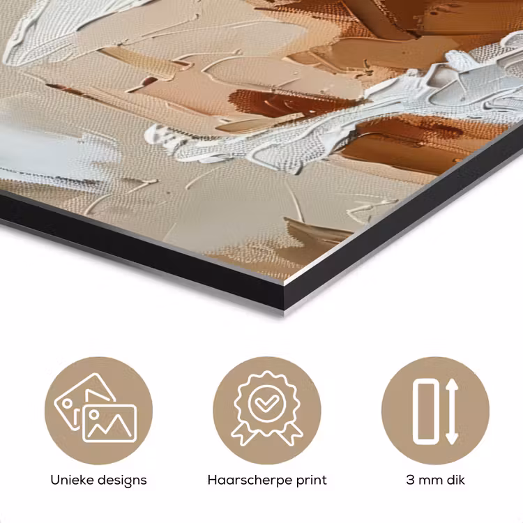 Aluminium schilderij - Vrouw - Verf - Abstract - Beige - Modern — 7