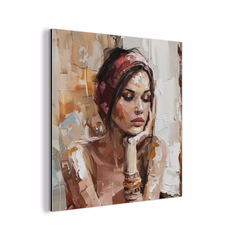 Aluminium schilderij - Vrouw - Verflook - Portret - Modern — 1