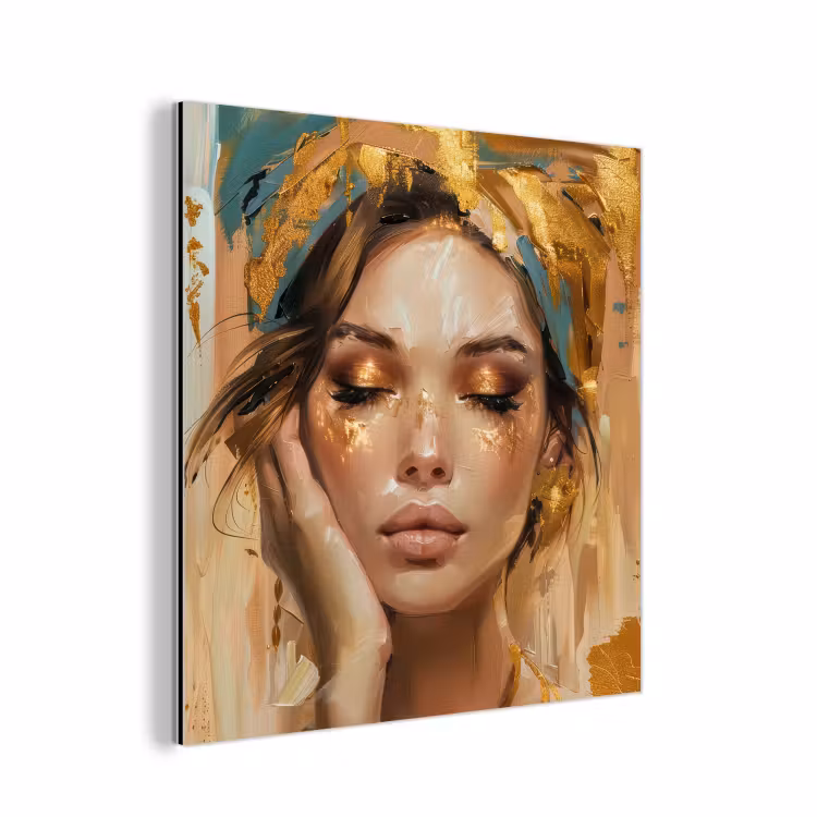 Aluminium schilderij - Vrouwen - Portret - Luxe - Goud — 1