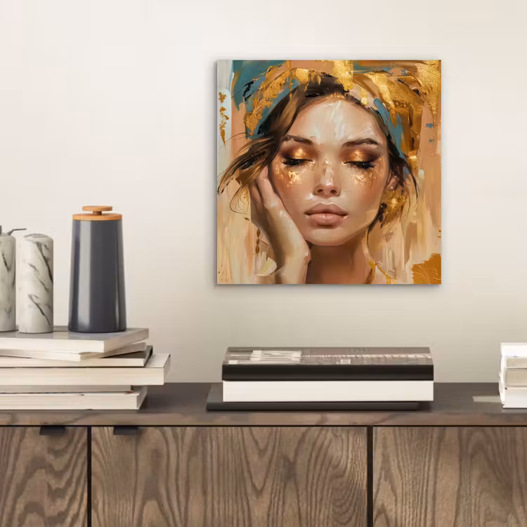 Aluminium schilderij - Vrouwen - Portret - Luxe - Goud — 2