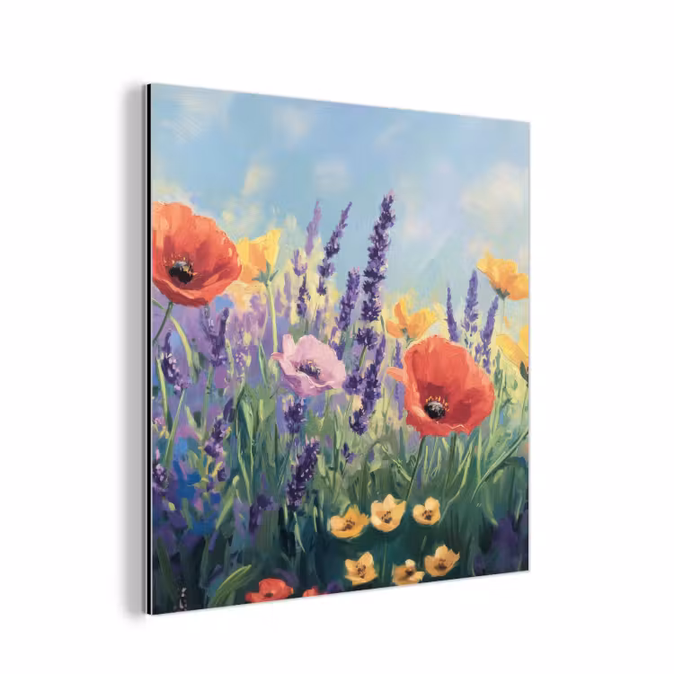 Aluminium schilderij - Weide - Bloemen - Kleurrijk — 1