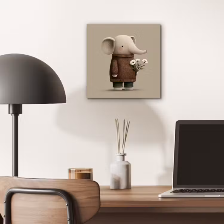 Aluminium schilderij - Olifant - Witte bloemen - Kindvriendelijk — 6