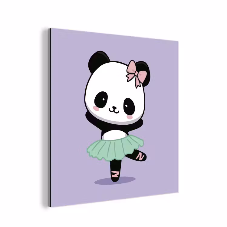 Aluminium schilderij - Panda - Paars - Sierlijk - Kawaii — 1