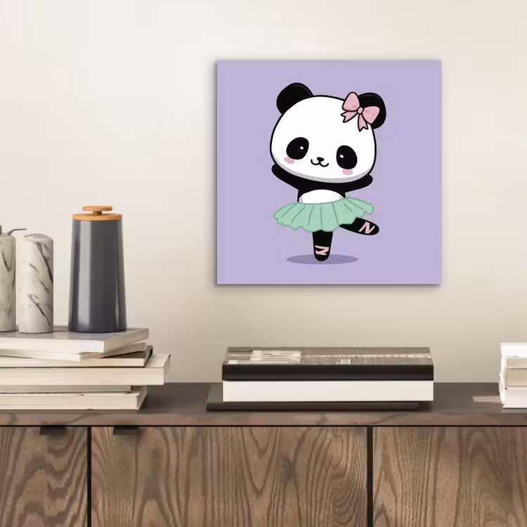 Aluminium schilderij - Panda - Paars - Sierlijk - Kawaii — 2
